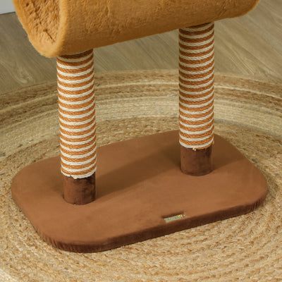 PawHut 98cm Deer-Designed Cat Tree with Scratching Posts, Toy Ball, Tunnel, Brown 