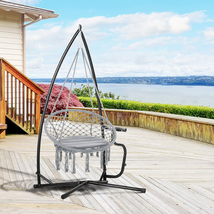 Outsunny Hammock Chair Stand Only Construction Heavy Duty Metal C-Stand for Hanging Hammock Chair Porch Swing Indoor or Outdoor Use 