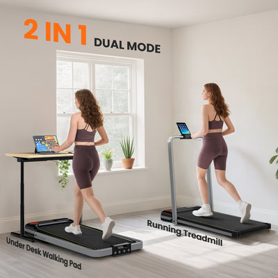 SPORTNOW Folding Walking Treadmill, Under Desk Walking Pad with Incline, Silver Tone 