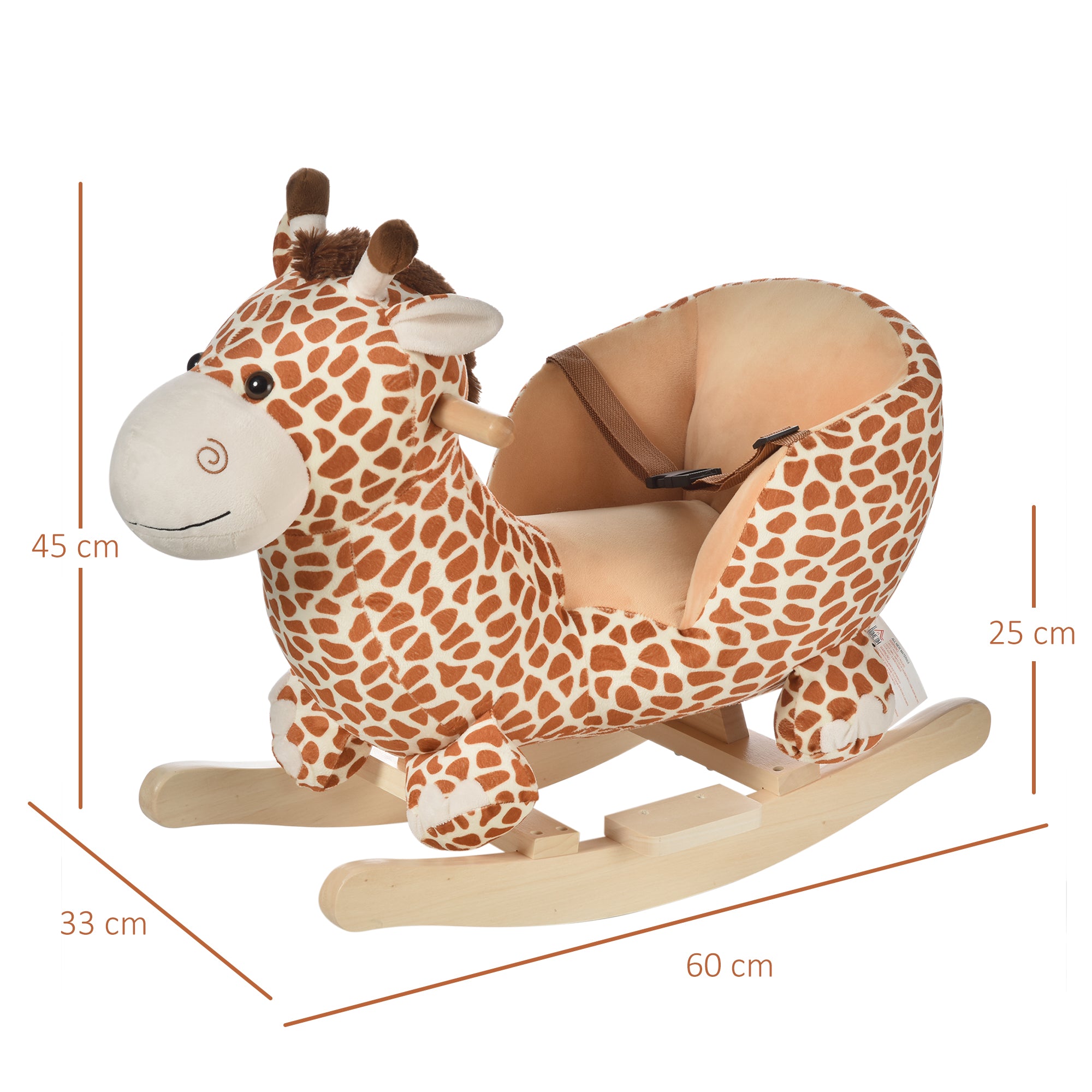 HOMCOM Children Kids Rocking Horse Toys Giraffe Seat Belt Toddlers Baby Toy Gift 