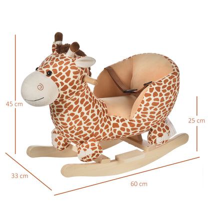 HOMCOM Children Kids Rocking Horse Toys Giraffe Seat Belt Toddlers Baby Toy Gift 