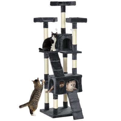 PawHut Cat Tree Scratching House, Activity Play Centre 