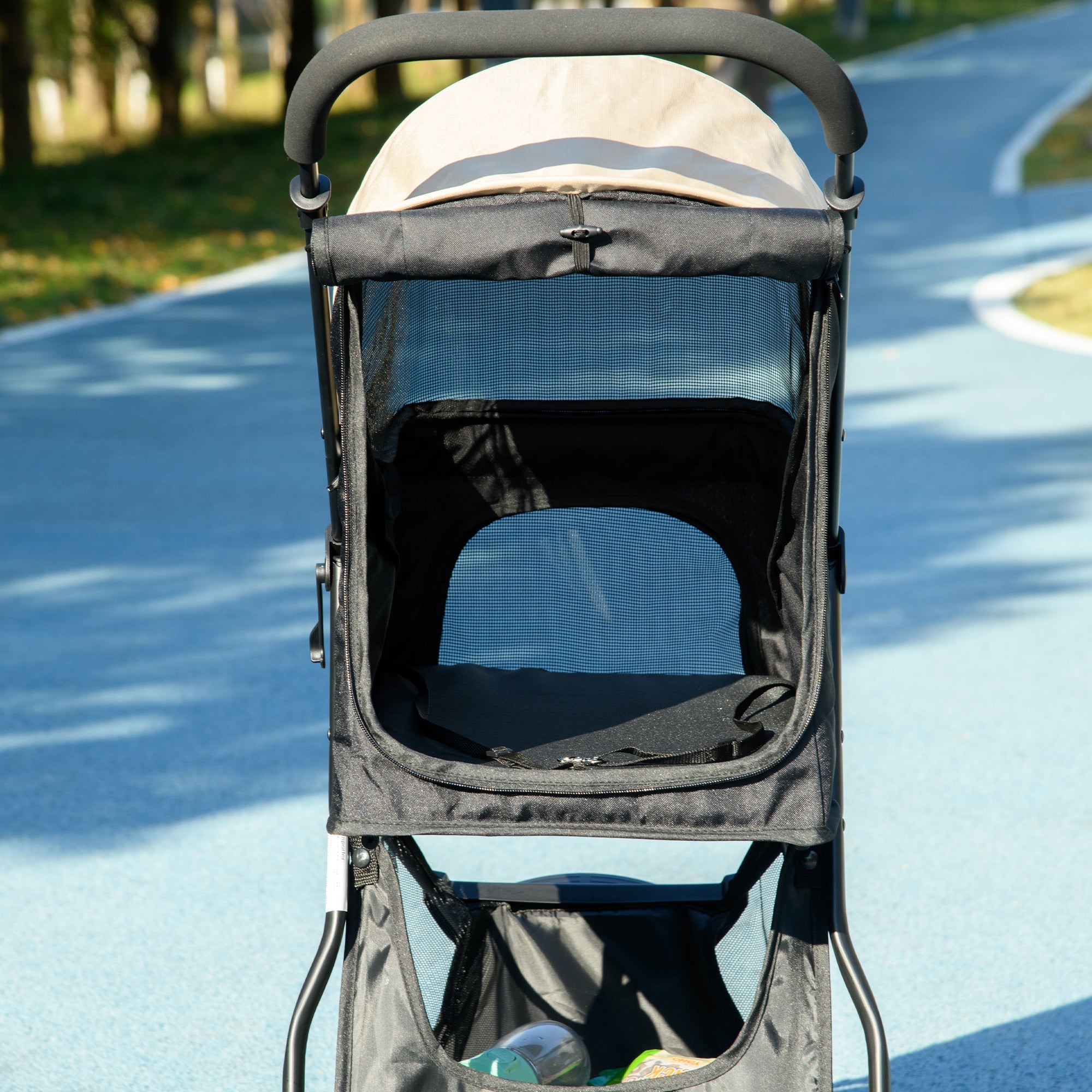 PawHut Foldable Pet Stroller w/ Rain Cover, for XS Dogs, S Dogs - Khaki 