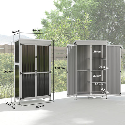Outsunny Outdoor Storage Cabinet with Removable Shelves, Garden Tool Shed with Asphalt Roof, White and Black 
