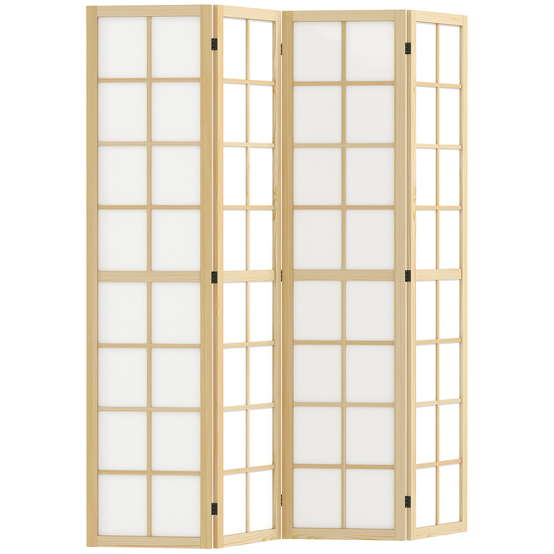 HOMCOM 4 Panel Folding Room Divider, Freestanding Room Separator, Indoor Privacy Screen for Living Room, Bedroom, 160 x 170cm 