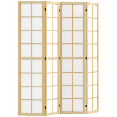HOMCOM 4 Panel Folding Room Divider, Freestanding Room Separator, Indoor Privacy Screen for Living Room, Bedroom, 160 x 170cm 