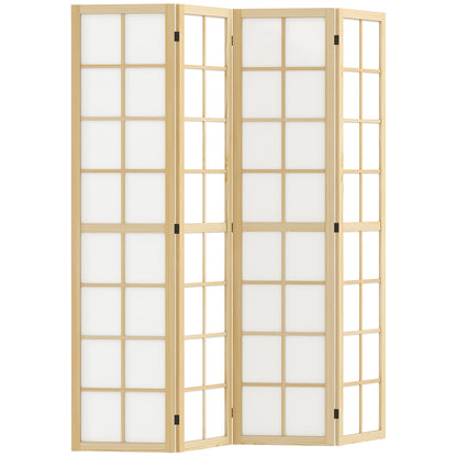 HOMCOM 4 Panel Folding Room Divider, Freestanding Room Separator, Indoor Privacy Screen for Living Room, Bedroom, 160 x 170cm