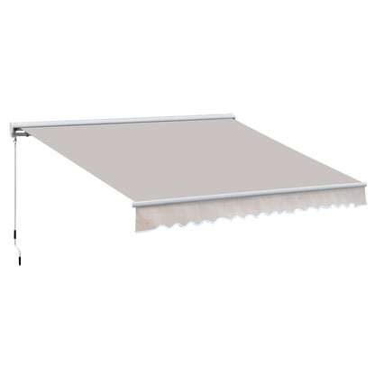 Outsunny 3.5Lx2.5M Retractable Manual/Electric Awning-Cream White/White 