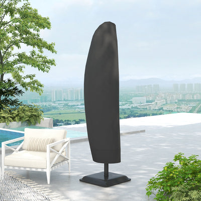 Outsunny Parasol Cover, Cantilever Umbrella Cover, Banana Umbrella Protector with Zipper for Outdoor Garden, Patio, Black 
