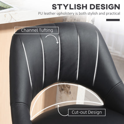 HOMCOM Set of Two Faux Leather Bar Stools - Black 