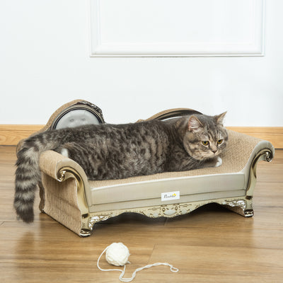 PawHut Cat Furniture, with Scratching Pad & Catnip - Brown 