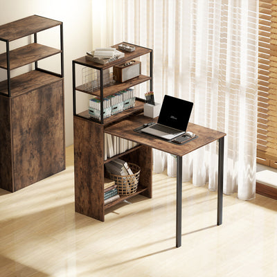 HOMCOM Folding Shelf and Work Table - Brown/Black 