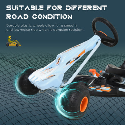 HOMCOM Kids Children Pedal Go Kart Manual Ride On Car w/ Brake Gears Steering Wheel Adjustable Seat Outdoor Fun Vehicle 97 x 66 x 59 cm 