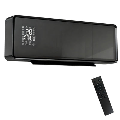 HOMCOM 2000W Glass-Panel PTC Fan Heater, Wall Mounted, 30° Oscillation, 54L x 18.7W x 12.3H cm - Black