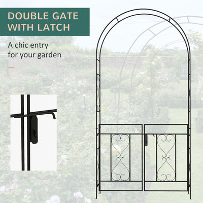 Outsunny Decorative Garden Arch, with Gate - Black 