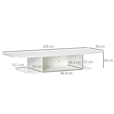 HOMCOM Floating TV Unit Stand for TVs up to 40", Wall Mounted Media Console with Storage Shelf, Entertainment Center, White 