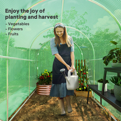 Outsunny 3 x 2 x 2m Polytunnel Greenhouse with Hinged Door, Walk-in Grow House Tent with PE Cover and Galvanised Steel Frame, Green 