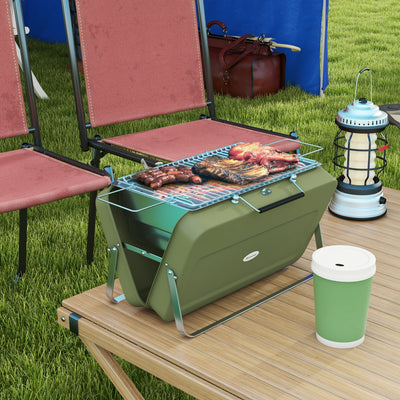 Outsunny Metal Suitable-Style Portable BBQ Grill - Green 