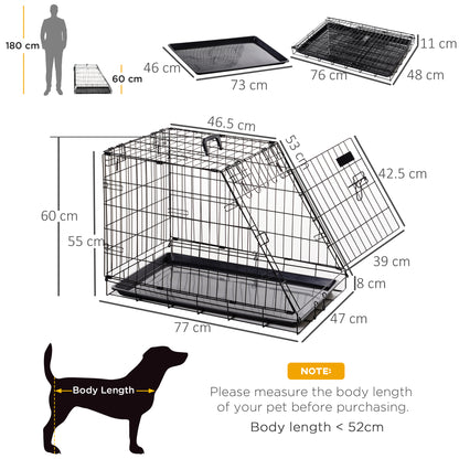 Pawhut Trapeze Collapsible Dog Pet Travel Box Cage Removable Tray 77 x 47 x 55cm 