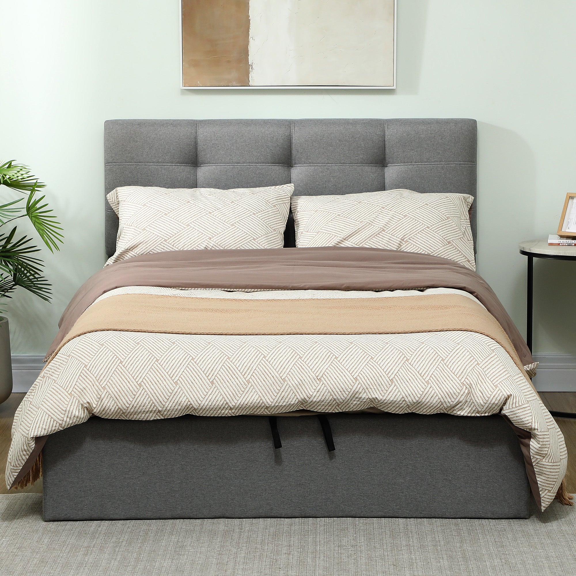 HOMCOM 4ft6 Double Ottoman Bed with Gas Lift Storage - Grey 