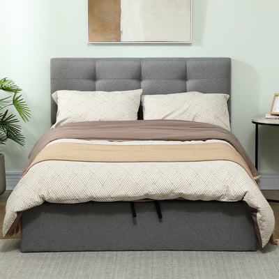 HOMCOM 4ft6 Double Ottoman Bed with Gas Lift Storage - Grey 
