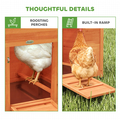 PawHut Chicken Coop, Wooden Hen House with Nesting Box, Pull-Out Tray, Sliding Window, Waterproof Roof, Perches and Ramp 
