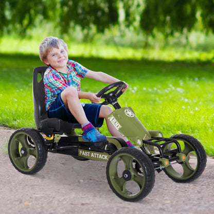 HOMCOM Kids Children Pedal Go Kart Ride On Racer Braking System Adjustable Seat Green 