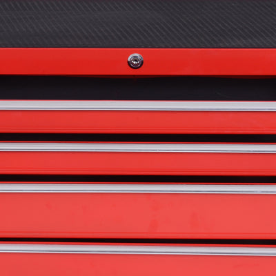 DURHAND 7-Drawer Rolling Tool Chest on Wheels, Lockable Tool Cabinet with Side Handle, Metal Tool Box Trolley for Garage, Workshop, Red 