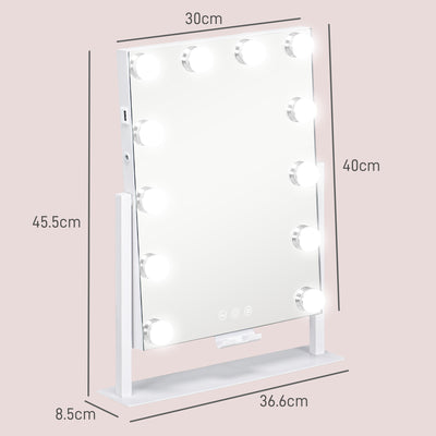HOMCOM 12 LED bulb Tabletop Makeup Mirror, with Adjustable Settings 