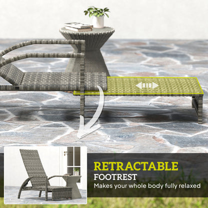 Outsunny PE Rattan Sun Lounger with Adjustable Backrest - Mixed-grey