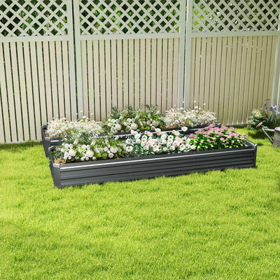 Outsunny 60 x 240cm Galvanised Steel Planter, with Open Bottom, Pack of 2 
