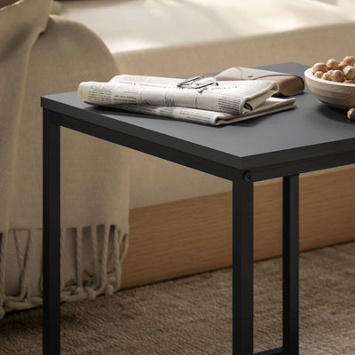 HOMCOM Set of Two Boxy Nesting Tables - Black/Wood-Effect 