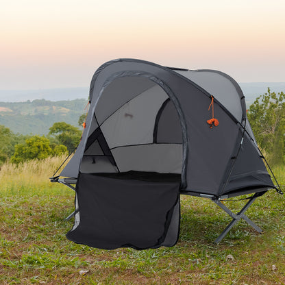 Outsunny Folding Camping Tent Cot, Portable Tent Shelter Combo with Self-Inflating Air Mattress Carry Bag for 1 Person 
