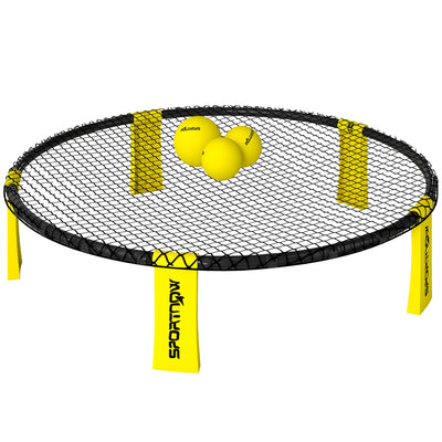 SPORTNOW Spike Ball Set, Mini Beach Games Set with Net, 3 Balls and Ball Pump, Portable with Carrying Bag for Outdoor Team Sports, Yellow 