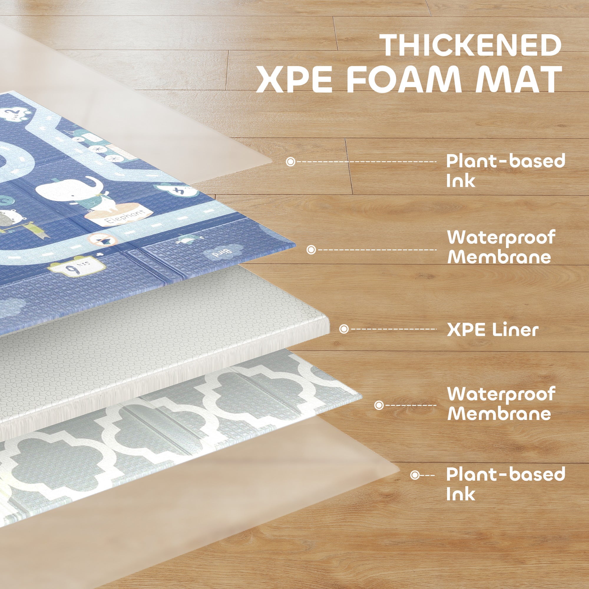 AIYAPLAY Foldable Baby Play Mat, Baby Playpen, Reversible Foam Playmat, Floor Mats for Toddlers, Traffic and Grey Diamond Theme 