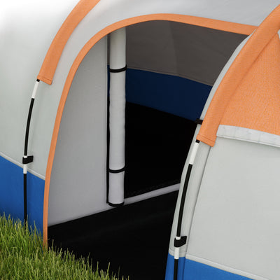 Outsunny Camping Tent, Large Tunnel Tent with Bedroom and Living Area, 2000mm Waterproof, Portable with Bag for 2-3 Man, Orange 