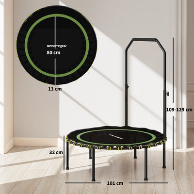 SPORTNOW 40" Foldable Fitness Trampoline Rebounder with Handle, Green 