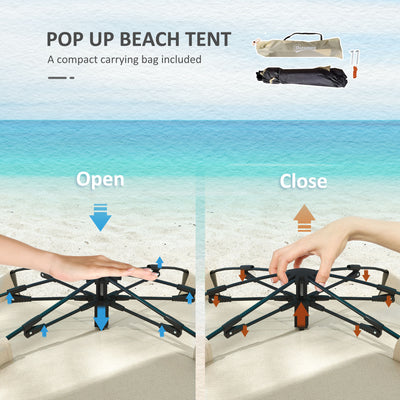 Outsunny Three-Man UPF15+ Beach Tent, with Extended Floor - Green 