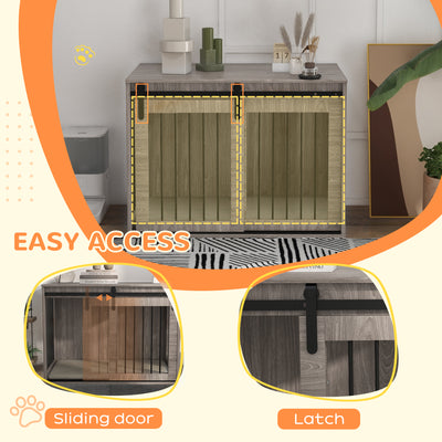 PawHut 98cm Dog Crate Furniture with Removable Cushion for Large Dogs - Brown 