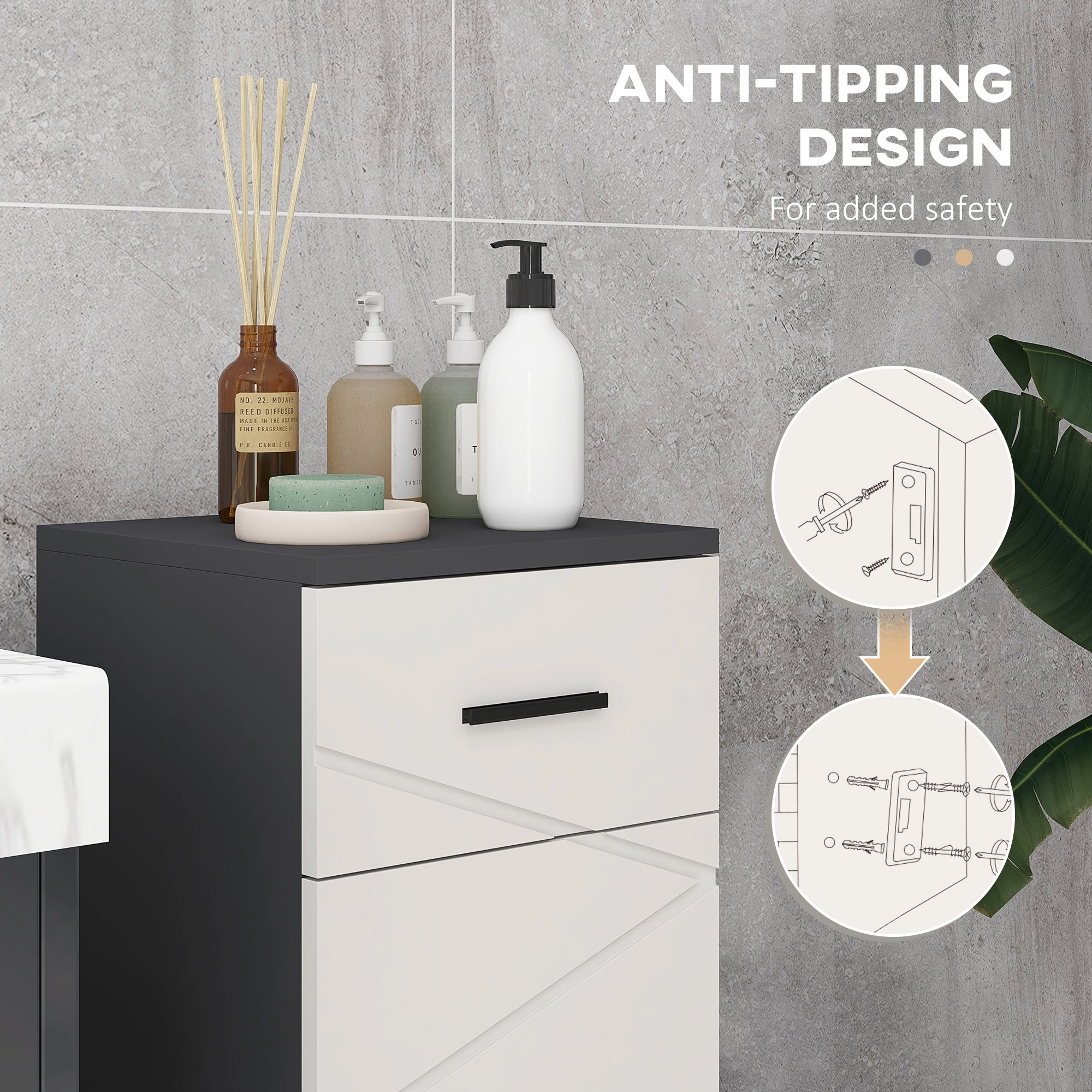 kleankin Slim Bathroom Cabinet, Narrow Bathroom Storage Cabinet with Drawer, Door Cupboard, Adjustable Shelf and Soft Close Mechanism, Grey 