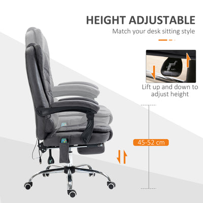 Vinsetto Heated 6 Points Vibration Massage Executive Office Chair Adjustable Swivel Ergonomic High Back Desk Chair Recliner with Footrest Dark Grey 