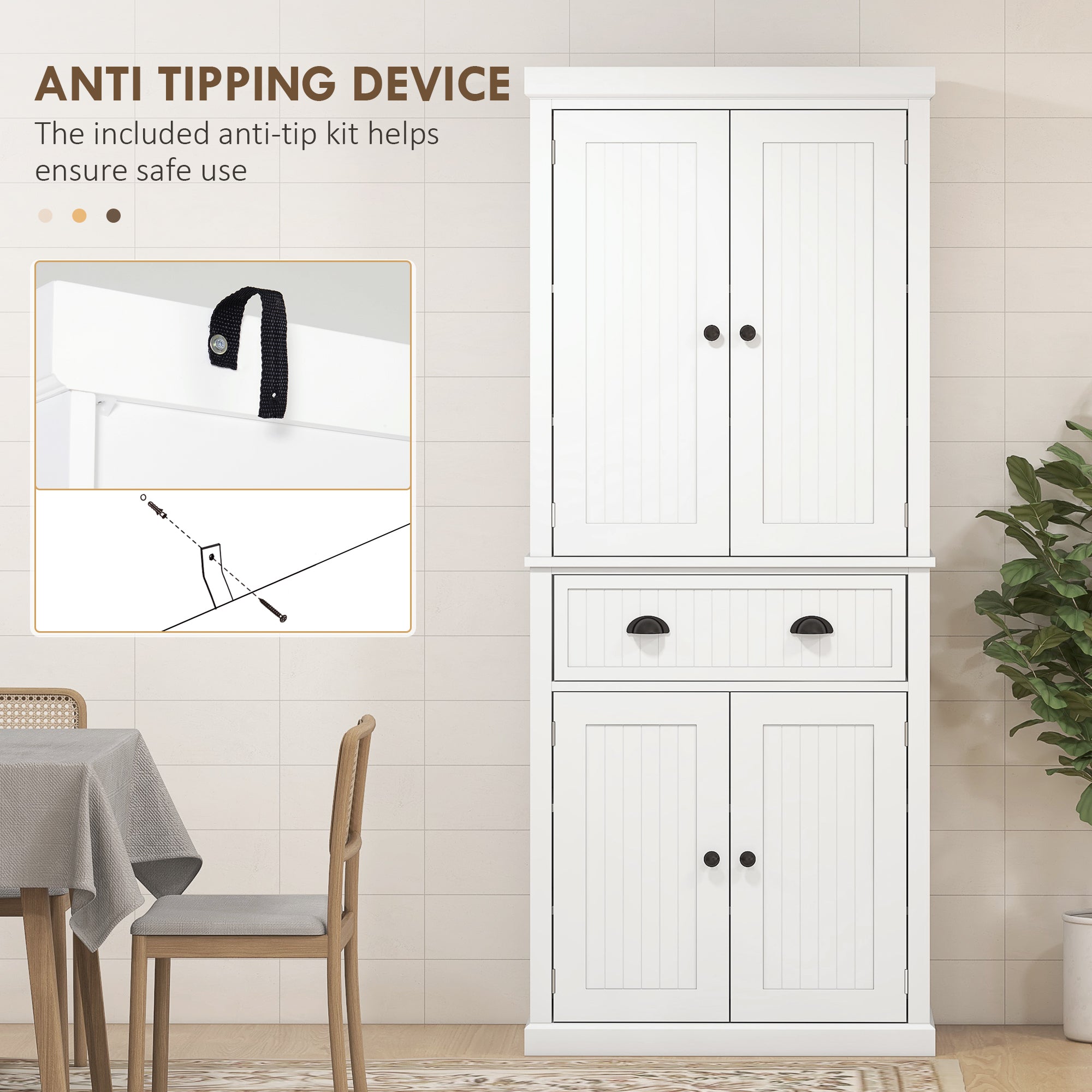 HOMCOM Kitchen Storage Cabinet with Drawer and Adjustable Shelves - White 