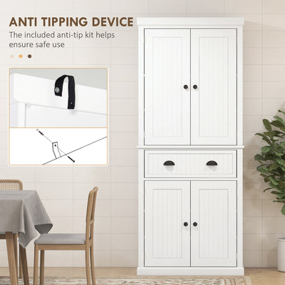 HOMCOM Kitchen Storage Cabinet with Drawer and Adjustable Shelves - White 