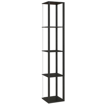HOMCOM RGB LED Floor Lamp with Shelves, Modern Dimmable Standing Lamp with Remote Control, Adjustable Brightness & Speed for Living Room, Bedroom, Office, Black 