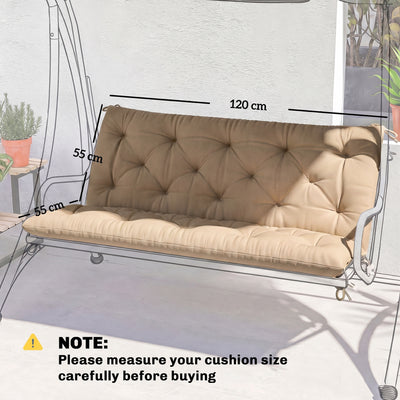 Outsunny Garden Bench Cushion, 2 Seater Swing Chair Cushion, Seat Pad with Ties for Indoor and Outdoor Use, 110 x 120 cm 