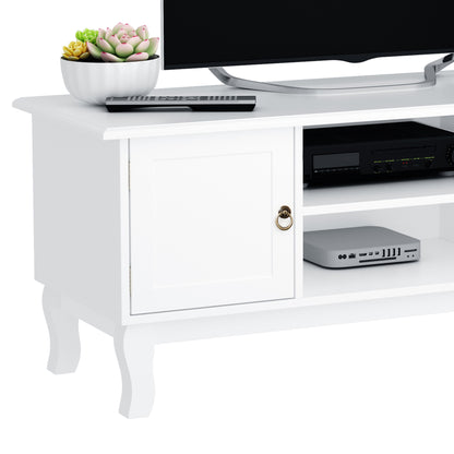 HOMCOM TV Stand for TV up to 55", 2 Doors TV Cabinet with Open Storage Shelves and Cable Management, TV Table Unit for Living Room Bedroom Entertainment Room, 120L x 45W x 50.5H, White 