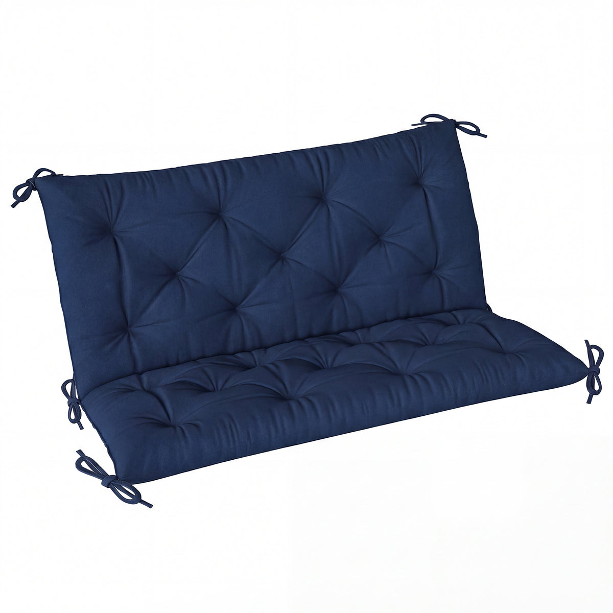 Outsunny 2 Seater Bench Pad, Garden Chair Cushion with Back and Ties for Indoor and Outdoor Use, 98 x 100 cm, Dark Blue 