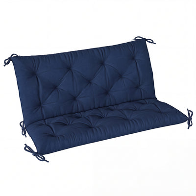 Outsunny 2 Seater Bench Pad, Garden Chair Cushion with Back and Ties for Indoor and Outdoor Use, 98 x 100 cm, Dark Blue 