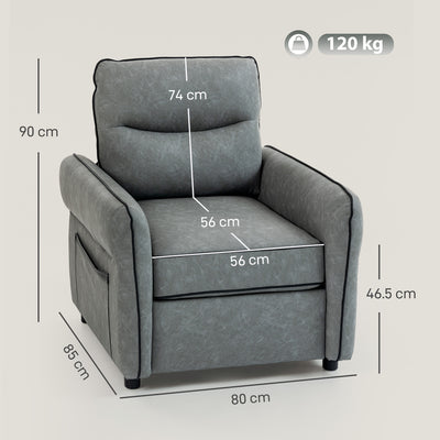 HOMCOM Accent Chair, Faux Leather Armchair - Grey 