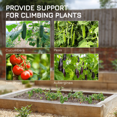 Outsunny Garden Cucumber Trellis for Climbing Plants, A-Frame Trellis Plant Support with Climbing Net, DIY Adjustable Cucumber Support Frame for Raised Bed, Vegetables, Flowers, Fruit, Green 